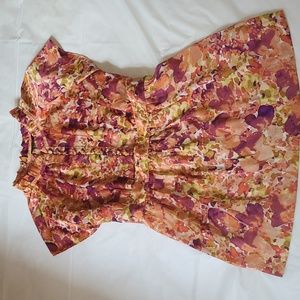 [EUC] Apt. 9 Blouse, Autumn Watercolors - Silky, Beautiful Top w/ Ruffles -Large